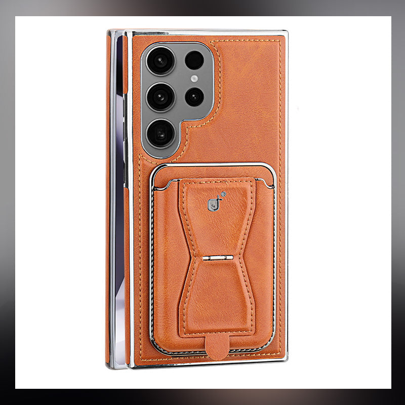 Handytasche aus echtem Leder mit magnetischem Kartenhalter