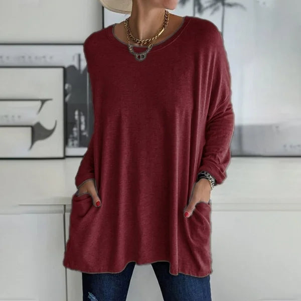 CasualEase – Lässiges Langarmshirt mit Tasche | 50% RABATT