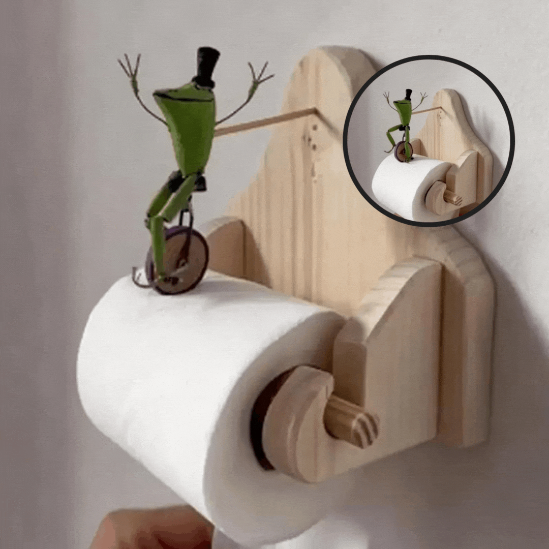 Fraasie™ - Frosch reitet Fahrrad Toilettenpapierhalter