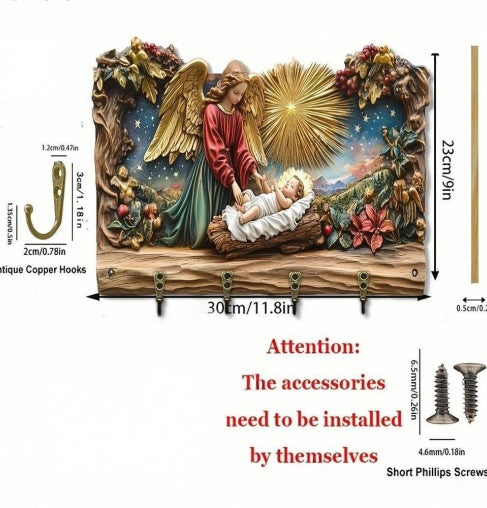 SacraHold 2D – Jesus Wanddekoration Schlüsselhalter
