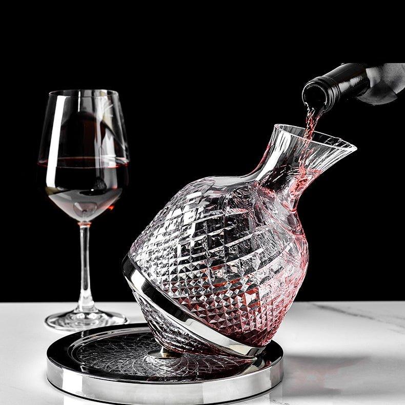 360° drehbare mundgeblasene Weinkaraffe aus Kristall