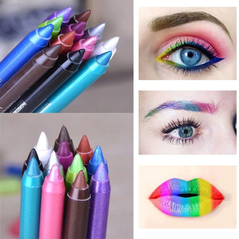 WaterproofEyeliner – Langanhaltender, wasserfester Augen- und Lippenstift, 12-teiliges Set