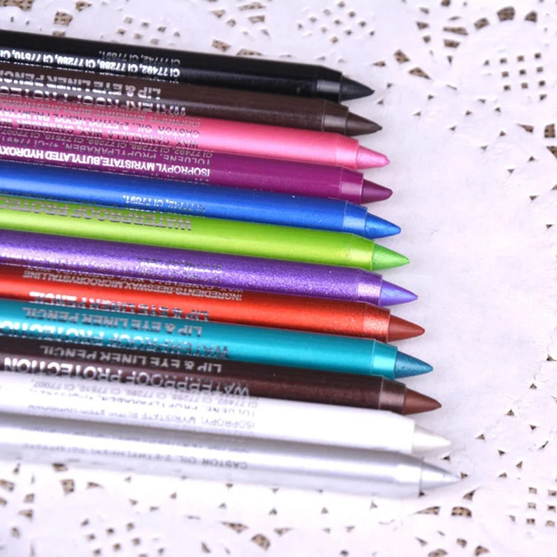 WaterproofEyeliner – Langanhaltender, wasserfester Augen- und Lippenstift, 12-teiliges Set