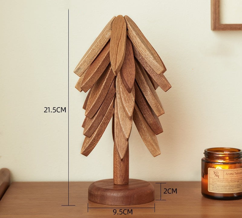 WoodJoy – Isolierte Untersetzer aus Massivholz im Weihnachtsbaum-Design
