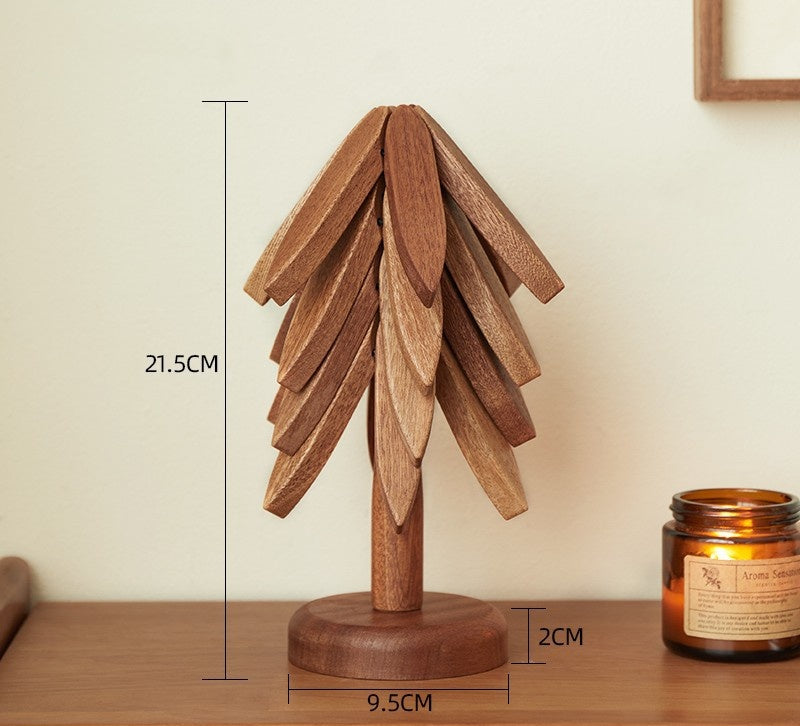 WoodJoy – Isolierte Untersetzer aus Massivholz im Weihnachtsbaum-Design