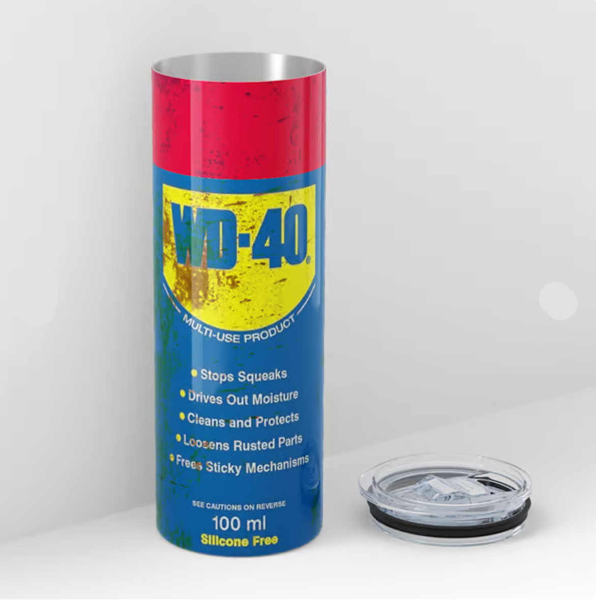 DirtyTumbler – Der Robuste Thermobecher im WD-40-Design für heiße und kalte Getränke!