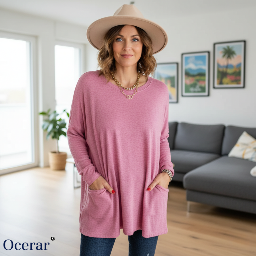 Emelia – Lässiges Langarmshirt mit Tasche | 1+1 GRATIS