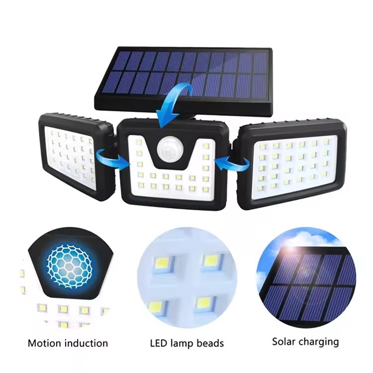 Solar-Dreikopf-LED-Außenleuchte