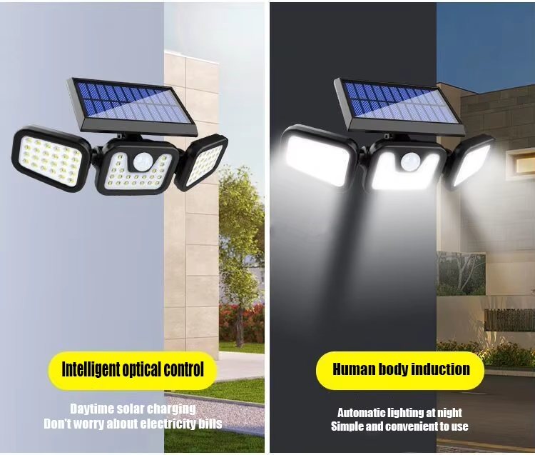 Solar-Dreikopf-LED-Außenleuchte