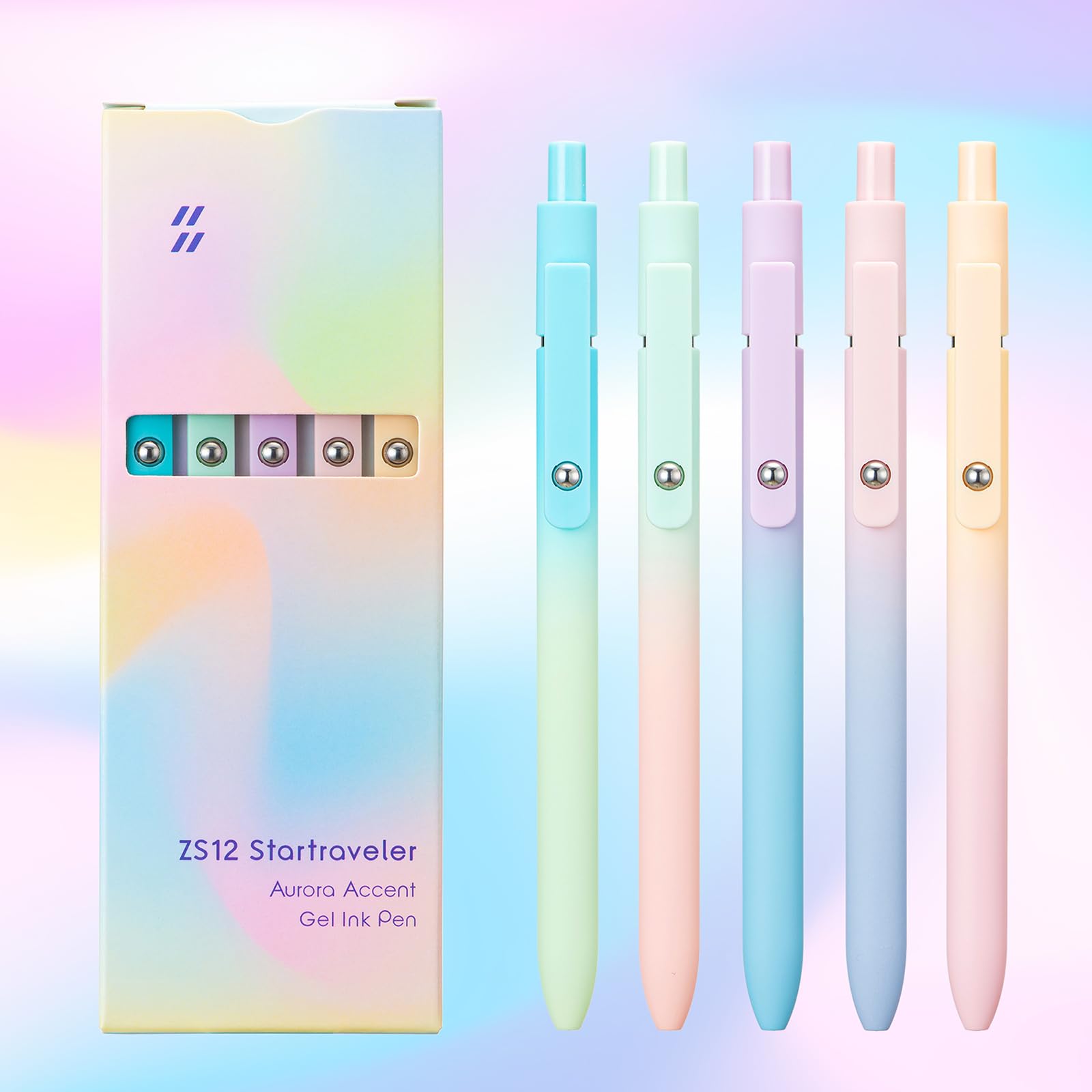 PenLux® 5-teiliges Gelstift-Set mit Farbverlauf | 50% RABATT