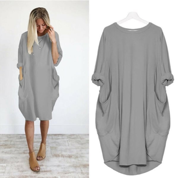 2024 Neuheit💝 10 Farben Damen Casual Locker Tasche Langarm Kleid