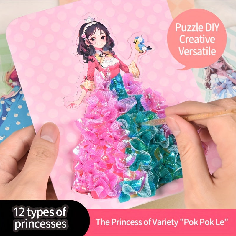 12Stück Prinzessin Board Aufkleber Stoff Poke Kunst DIY Kit