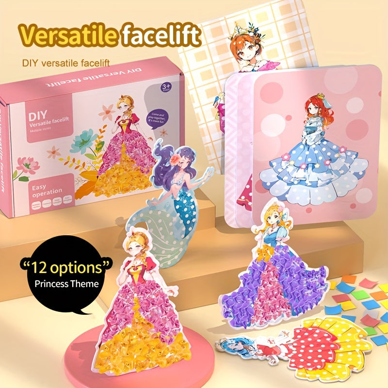 12Stück Prinzessin Board Aufkleber Stoff Poke Kunst DIY Kit