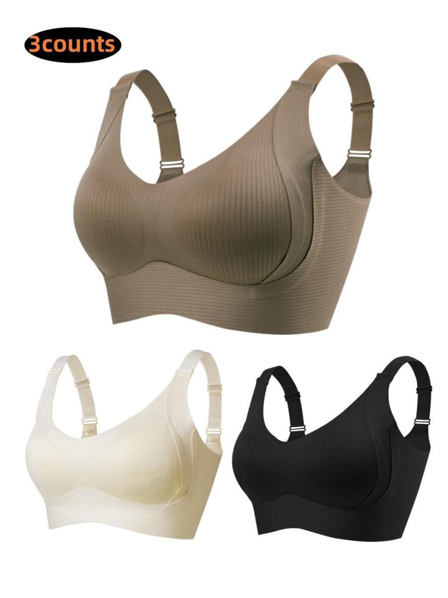 🎁Buy 1 Get 3 Packs💕Women's Ribbed Push Up Adjustable Wireless Bra🌸