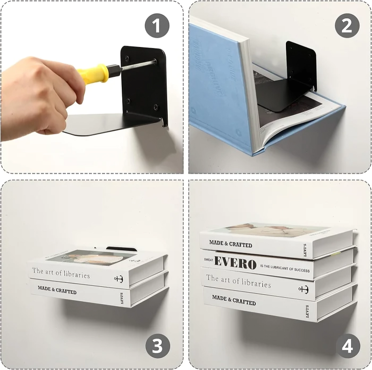 Booksy™ – Unsichtbares Wandregal, das Platz spart | 1+2 GRATIS