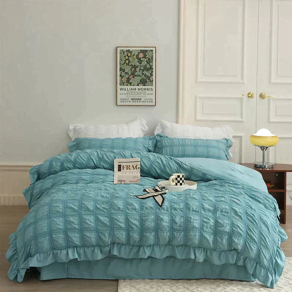 LaceBreeze™ 200 x 230 cm - 4-teiliges Sommer-Bettwäscheset aus Eiskühlendem Seersucker