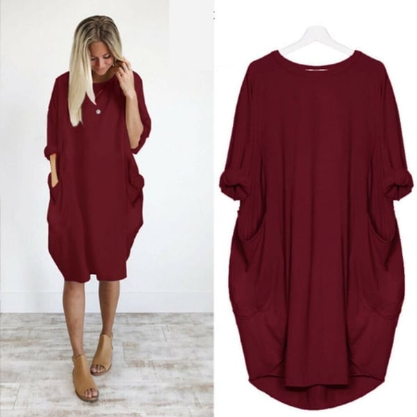 2024 Neuheit💝 10 Farben Damen Casual Locker Tasche Langarm Kleid