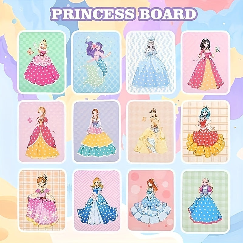 12Stück Prinzessin Board Aufkleber Stoff Poke Kunst DIY Kit