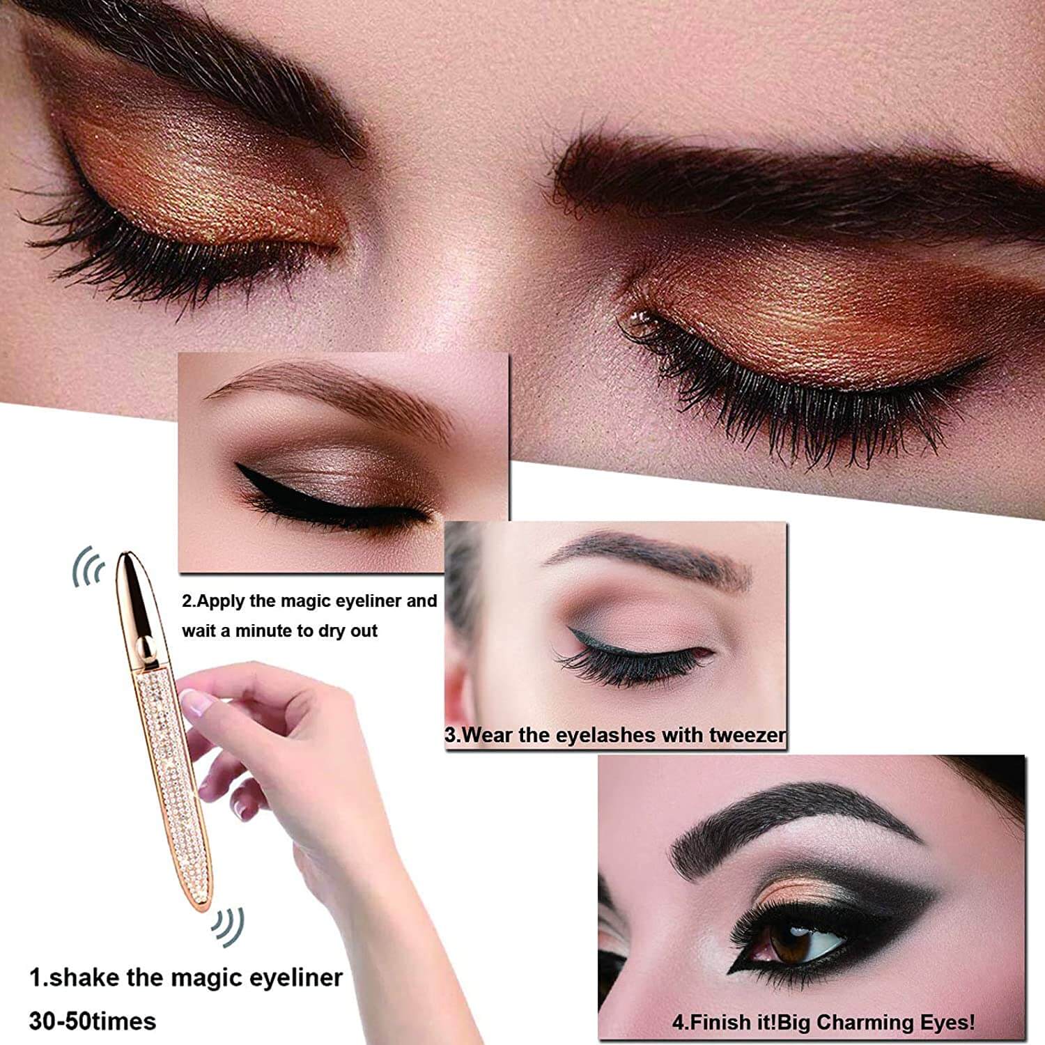 EyeFlex™ Selbstklebender Eyeliner-Stift - Kein Kleber oder Magnete erforderlich! (1+1 GRATIS)