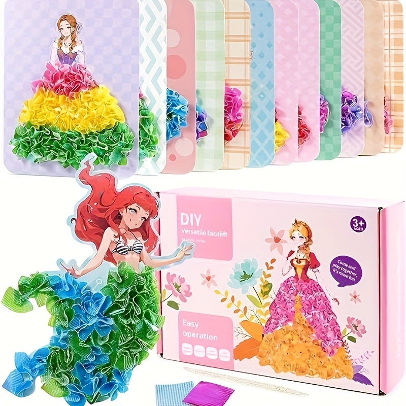 12Stück Prinzessin Board Aufkleber Stoff Poke Kunst DIY Kit