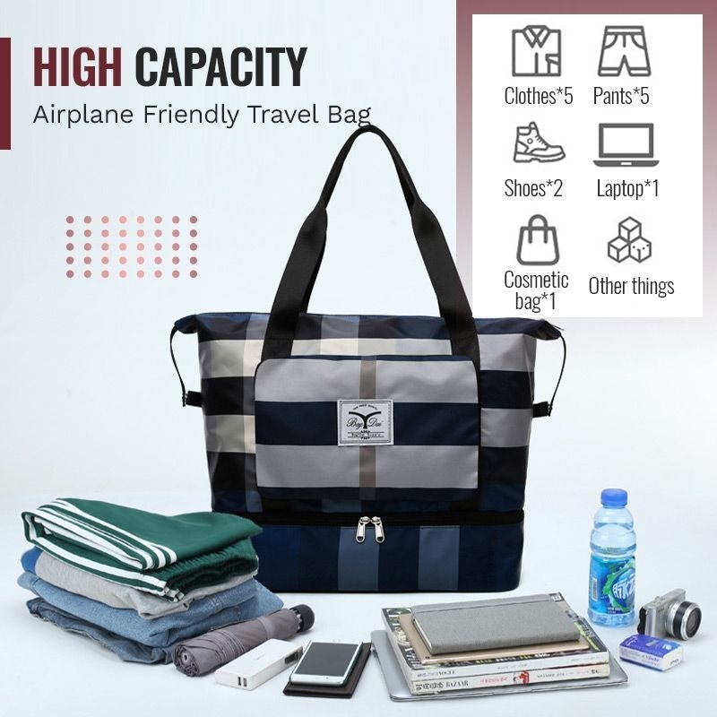 TravelEase – Große gestreifte Wochenend-Reisetasche