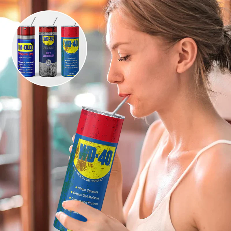 DirtyTumbler – Der Robuste Thermobecher im WD-40-Design für heiße und kalte Getränke!