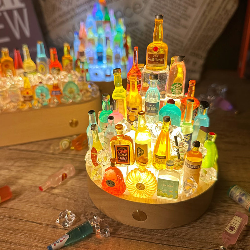 LED-Nachtlicht Mini-Weinflasche DIY-Kits Eiswürfel Massivholzbasis USB-Ladegerät Kinder Kinderspielzeug Niedliche Charms