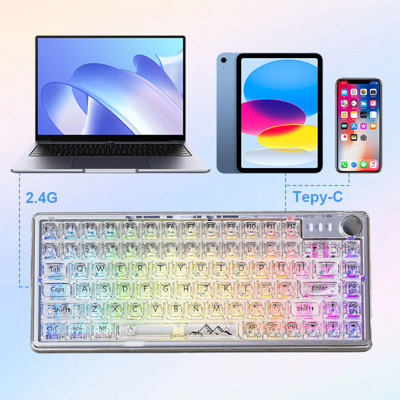 Universal transparente mechanische Tastatur mit RGB Hintergrundbeleuchtung