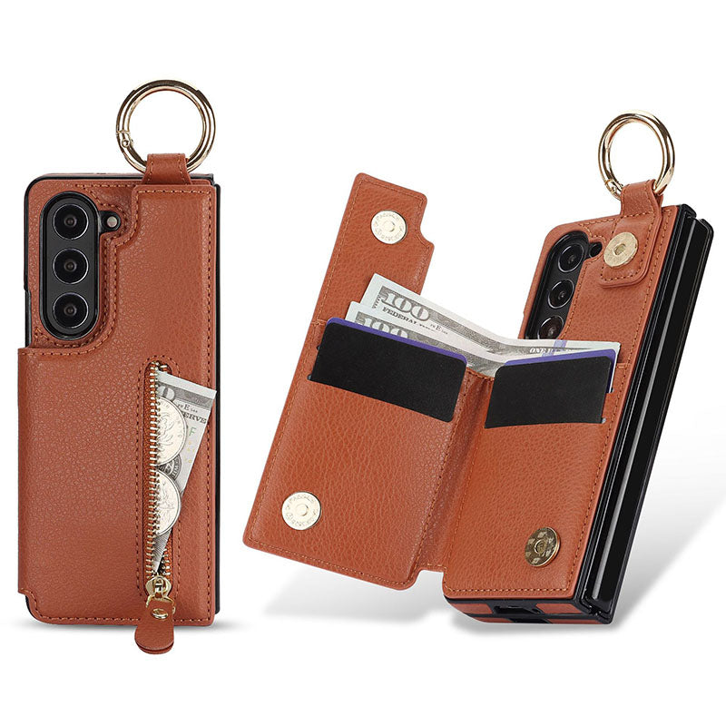 Elegante Handyhülle aus PU-Leder für Samsung mit Brieftasche und Ringschnalle