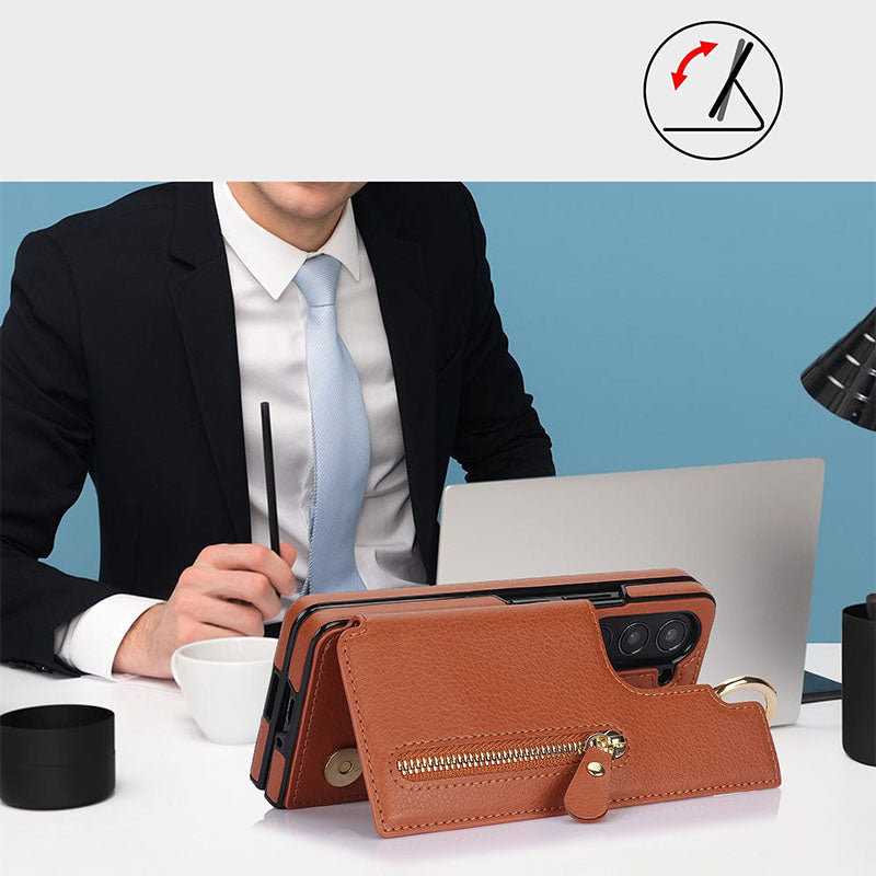 Elegante Handyhülle aus PU-Leder für Samsung mit Brieftasche und Ringschnalle