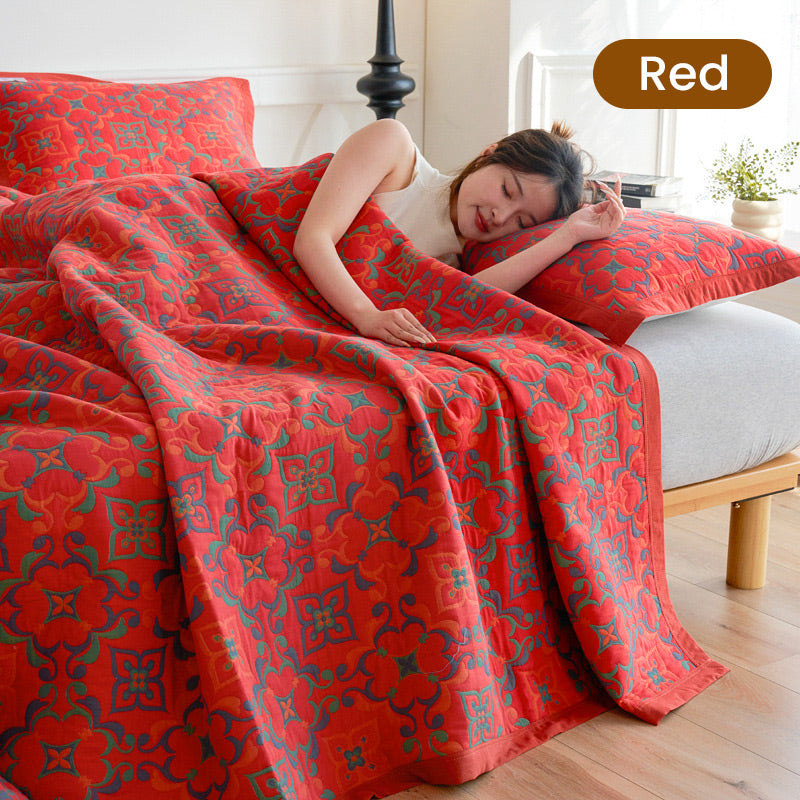 Multifunctional Two-Sided and Printed Cotton Towel Blanket