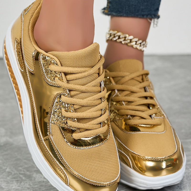 ShineStep™ Glitzer-Plateau-Sneaker