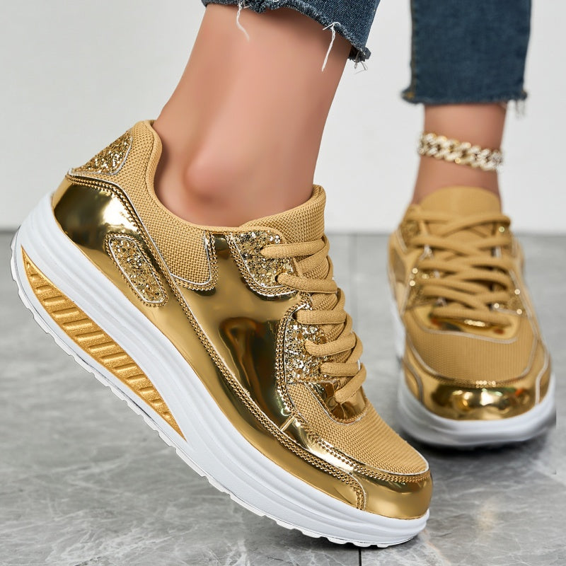 ShineStep™ Glitzer-Plateau-Sneaker