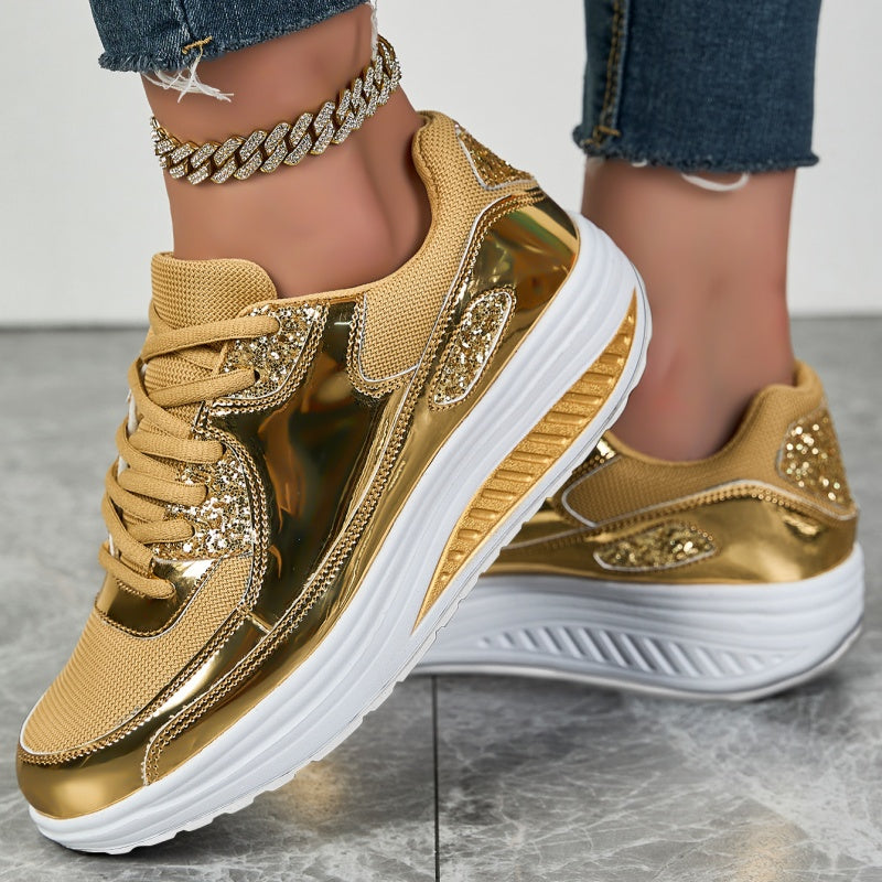 ShineStep™ Glitzer-Plateau-Sneaker