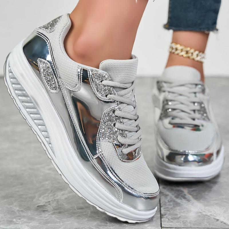 ShineStep™ Glitzer-Plateau-Sneaker