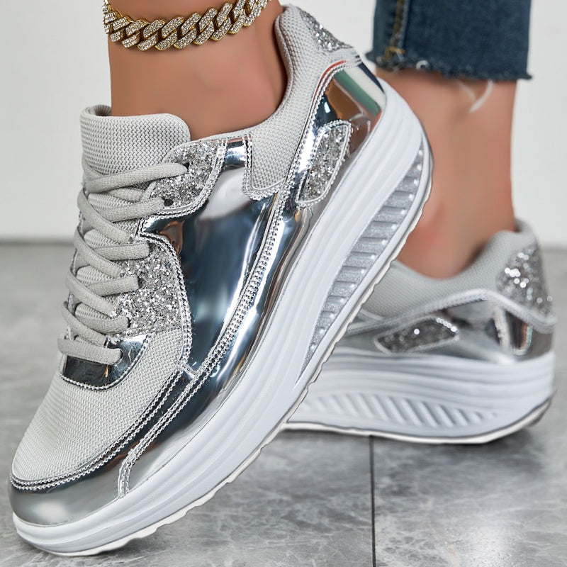 ShineStep™ Glitzer-Plateau-Sneaker