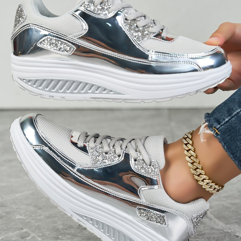 ShineStep™ Glitzer-Plateau-Sneaker