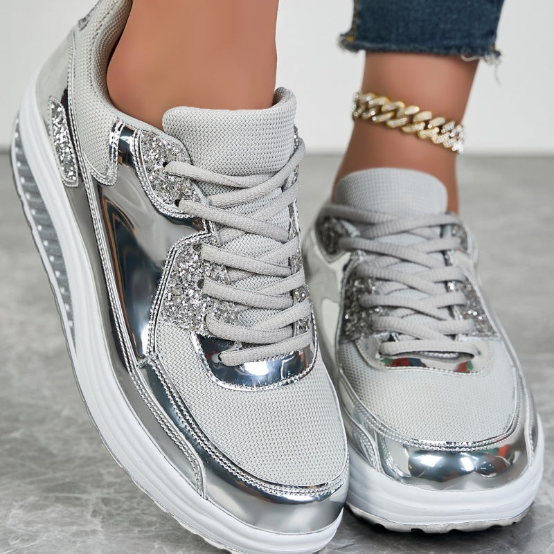 ShineStep™ Glitzer-Plateau-Sneaker