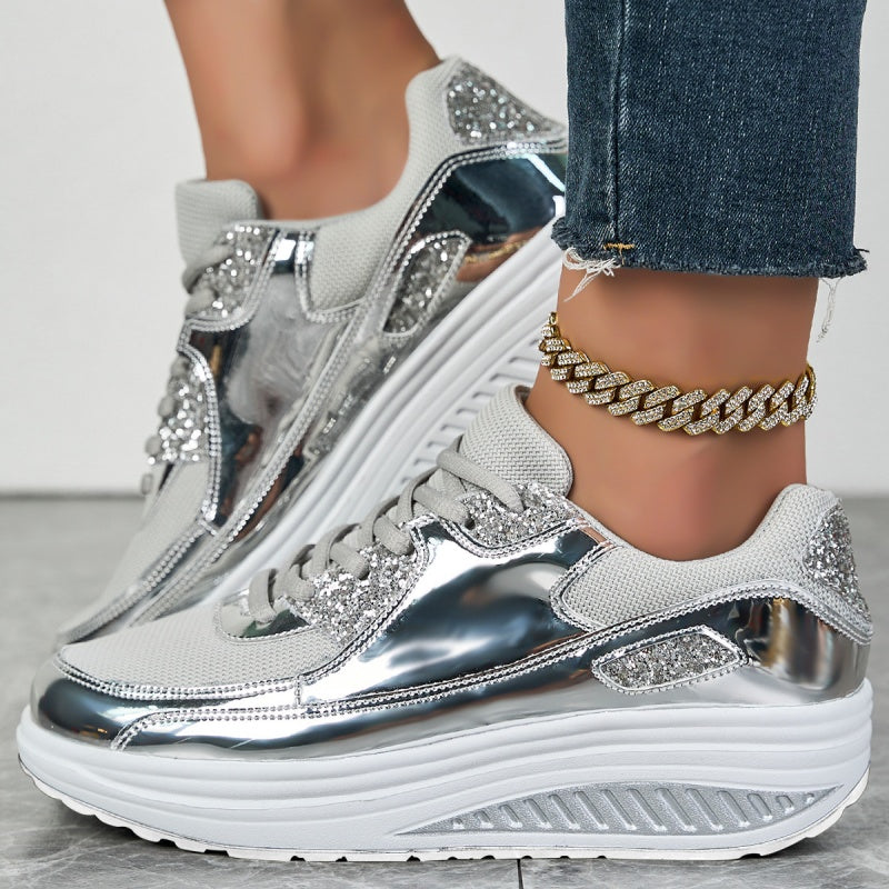 ShineStep™ Glitzer-Plateau-Sneaker