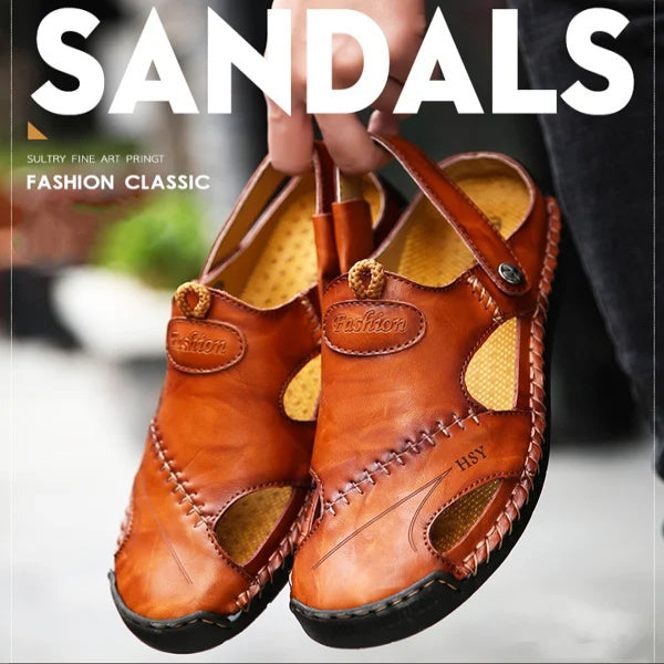 Weiche, atmungsaktive Outdoor-Sandalen aus Leder für Männer