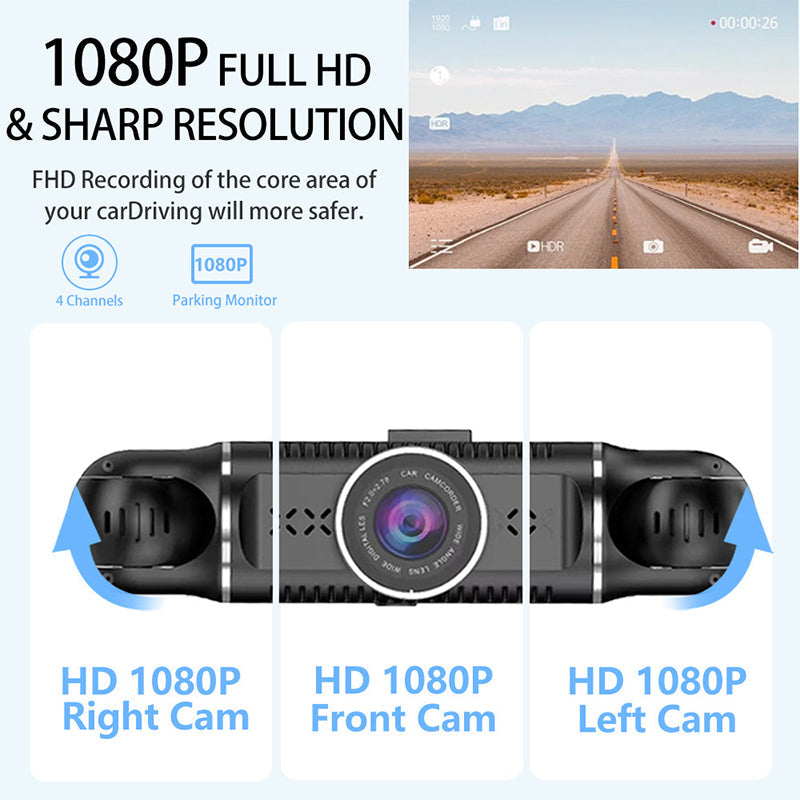 DriveSecure™ Professionelle 4-Kanal 1080P Dashcam | 50% RABATT