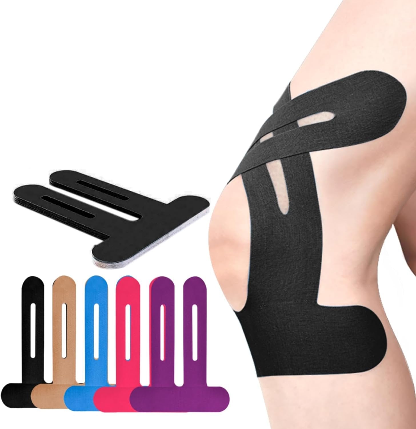 KneeFlex™ – Vorge­schnittenes Kinesiologie-Tape für Knie (6 Stück) | 50% Rabatt