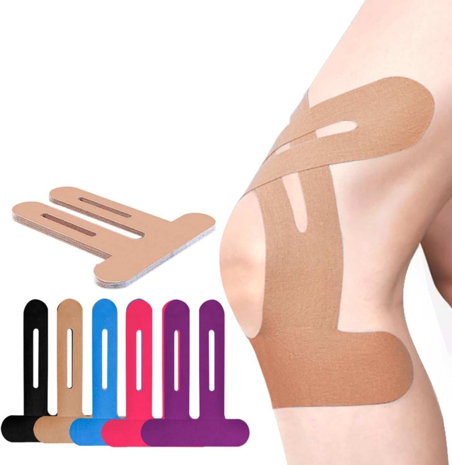 KneeFlex™ – Vorge­schnittenes Kinesiologie-Tape für Knie (6 Stück) | 50% Rabatt