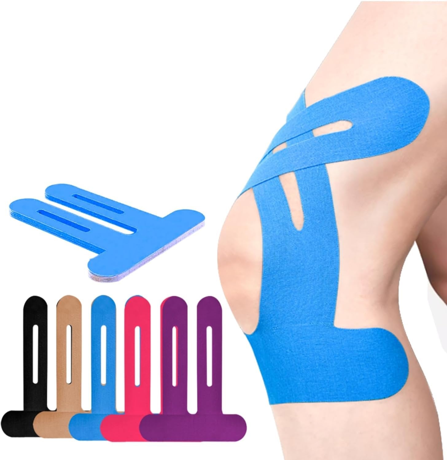 KneeFlex™ – Vorge­schnittenes Kinesiologie-Tape für Knie (6 Stück) | 50% Rabatt