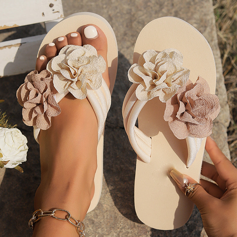 Rutschfeste Strandpantoffeln mit Blumendetails für Frauen