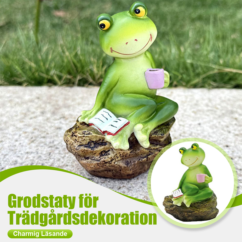 FrogLux® Charmig Läsande Grodstaty | 50% RABATT