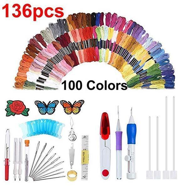 StitchJoy™ – 136-teiliges Regenbogen-Stick- & Nähset | 50% Rabatt