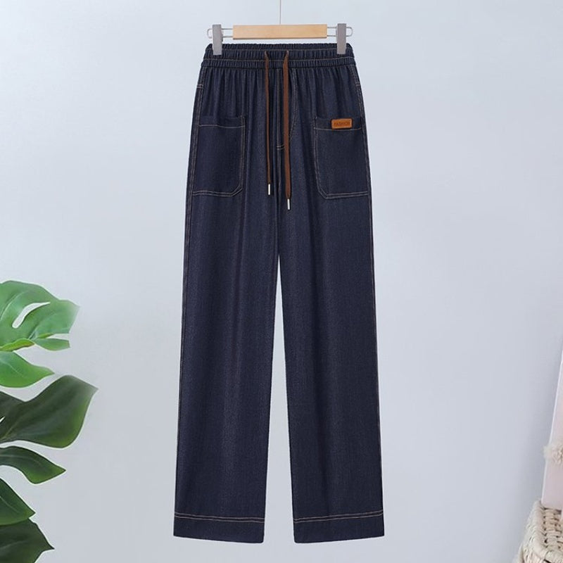 HighRise – Hohe Taille Straight-Leg Hose mit Kordelzug