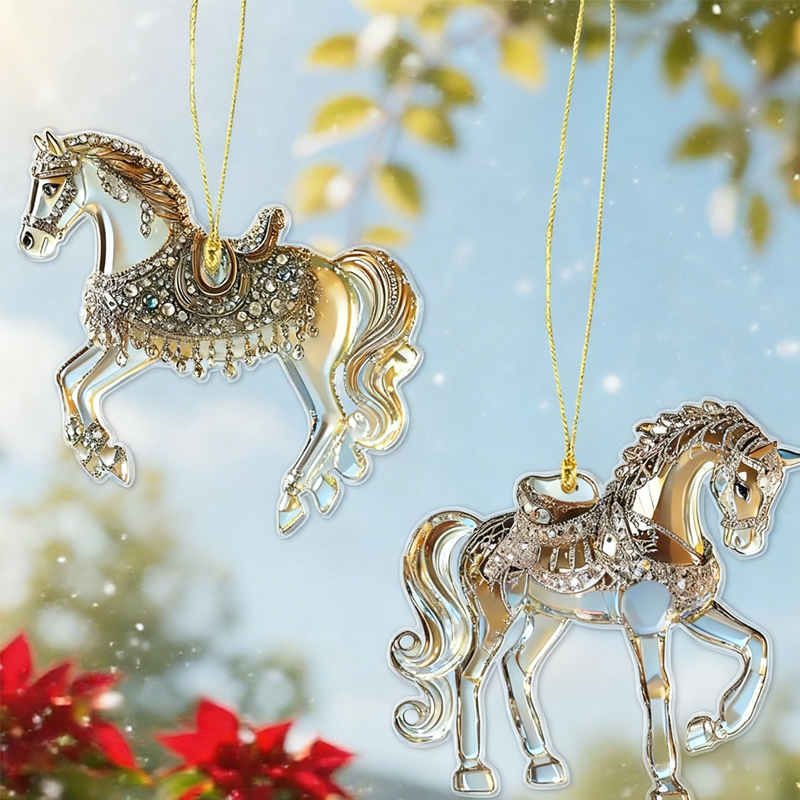 GoldenGallop – Eleganter Pferde-2d Acrylanhänger | 50% RABATT