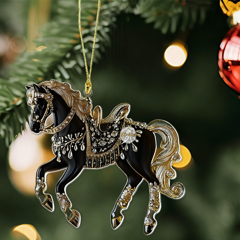 GoldenGallop – Eleganter Pferde-2d Acrylanhänger | 50% RABATT